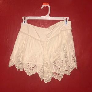White lace shorts